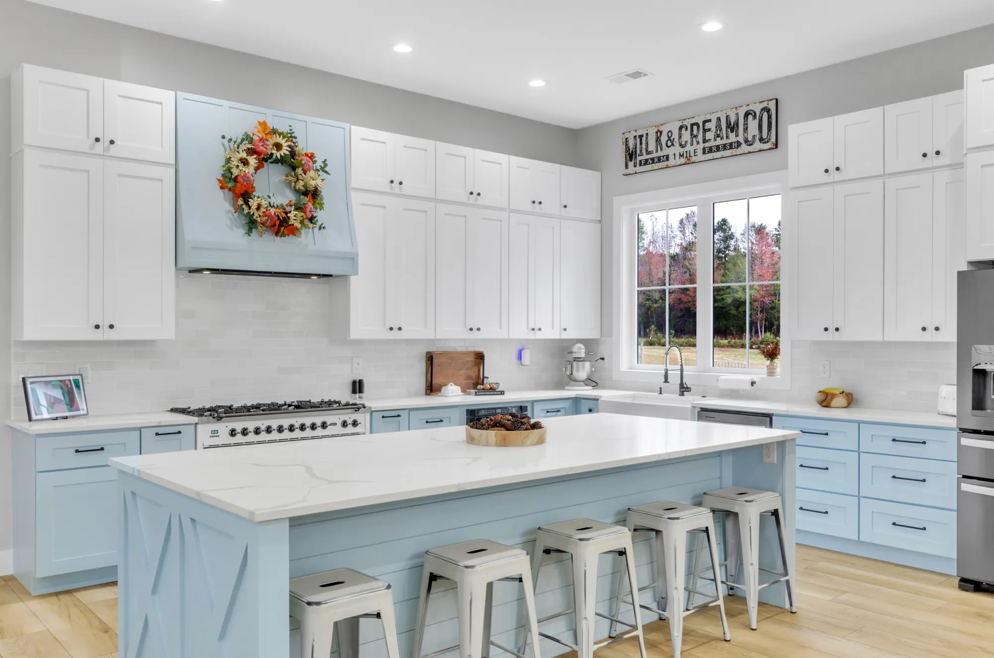 Bright white farmhouse kitchen